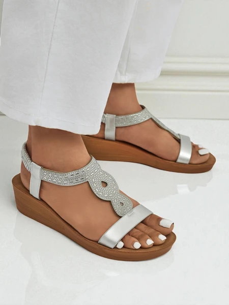 Royalfashion Women's Agaya Rhinestone Wedge Sandals - SLAY Edition