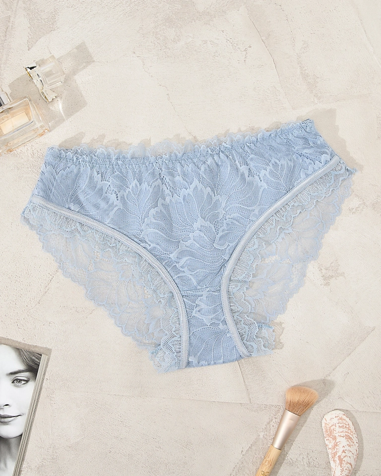 Royalfashion Голубые хлопковые кружевные трусики для женщин