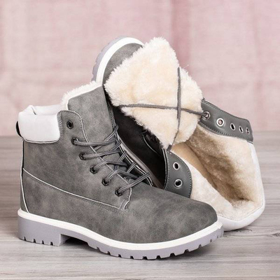 OUTLET Szare trapery z ociepleniem Polar Bear - Obuwie