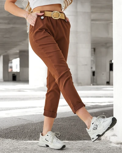 Royalfashion moteriškos viskozės kelnės su diržu