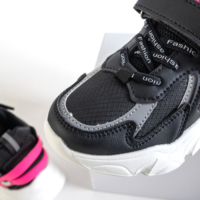 Juodi vaikiški bateliai su rožinėmis „Pella“ detalėmis - Avalynė