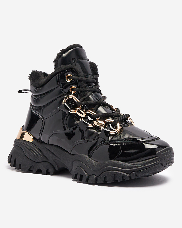 Черные женские спортивные зимние ботинки а'ля трапперы Mertika - Обувь