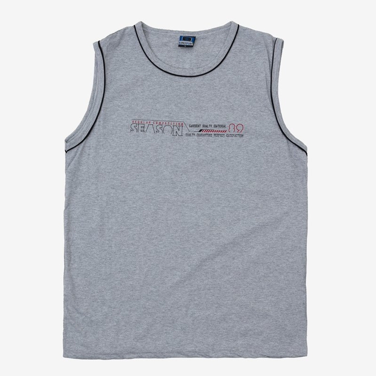 Vyriški pilki medvilniniai marškinėliai be rankovių-drabužiai