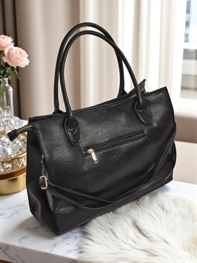 Torba damska Aristea Nero czarna skra ekologiczna 41x31 elegancka