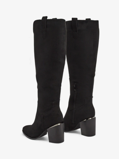 Moteriški eko zomšos auliniai batai su storu kulnu Ferrevi