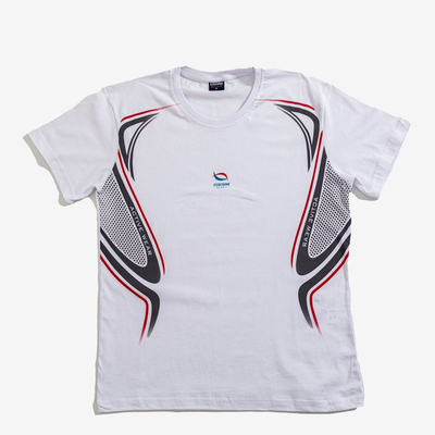 Vyriški balti medvilniniai marškinėliai su įspaudu-Drabužiai