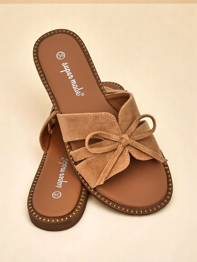 Royalfashion Женские тапочки на плоской подошве с бантом Gerber