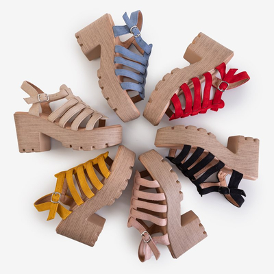 Tamianka mėlynos moteriškos aukštakulnės basutės-batai