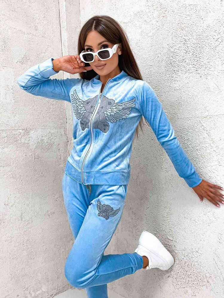 Royalfashion Серый женский комплект из полосатой толстовки