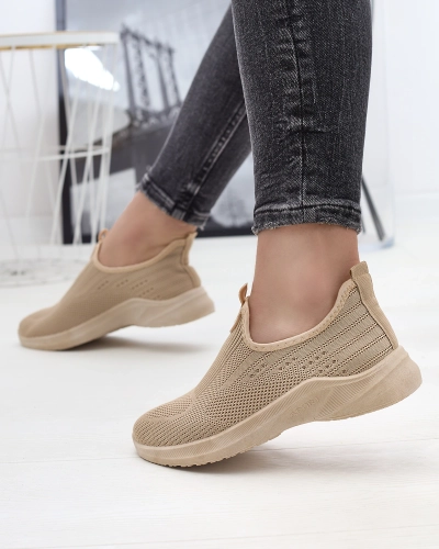 Šviesiai rudi moteriški medžiaginiai sportiniai bateliai Regika - Avalynė