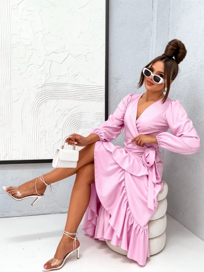 Royalfashion Связанное женское миди-платье с рюшами