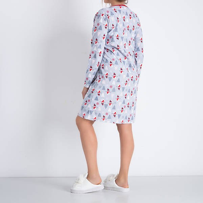 Серая женская ночная рубашка с рождественским принтом - Одежда