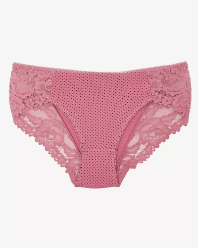 Темно-розовые женские трусики с принтом в горошек - Нижнее белье