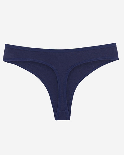 Tamsiai mėlynos spalvos medvilninės moteriškos kelnaitės su nėriniais - Apatiniai drabužiai