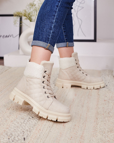 Royalfashion Smėlio spalvos moteriški apšiltinti traperių batai Hogenaf