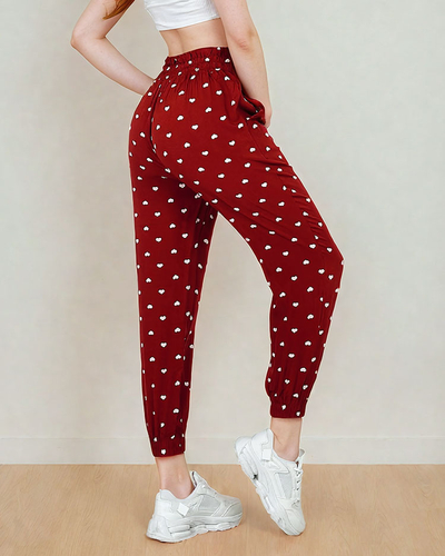 Royalfashion Женские брюки из ткани с сердечками