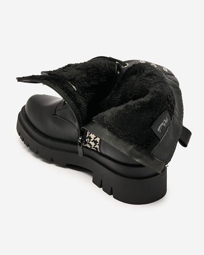 Royalfashion Juodi moteriški batai su "Zatafel pepite" įdėklu