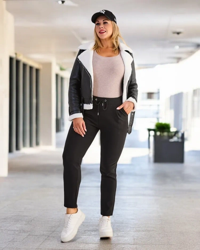 Royal Fashion moterims plius dydžio flanelinės treggings kelnių