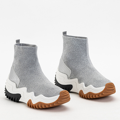 Sidabriniai moteriški aukštakulniai treniruokliai su blizgučiais Tenera - Avalynė