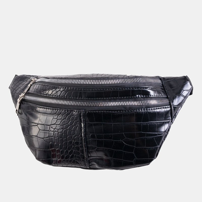 Moteriškas juodas inkstas su krokodilo motyvu - Rankinės