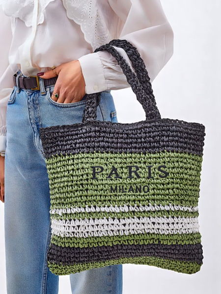Royalfashion Большая женская соломенная сумка Paris Stripe