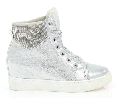 Серебряные кроссовки на внутренней танкетке Beatrice - Обувь
