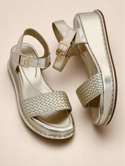 Royalfashion moteriškos basutės su pleištiniu kulnu ir pinta juostele Fiolle