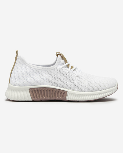 Balti moteriški sportiniai bateliai su rudais įdėklais Kedeti - Avalynė