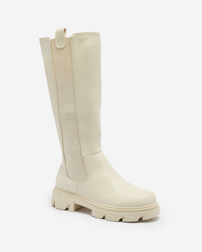 Кремовые женские сапоги на среднем голенище Vebissa- Footwear