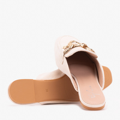 Тапочки кремового цвета а-ля мокасины Gabbu- Shoes