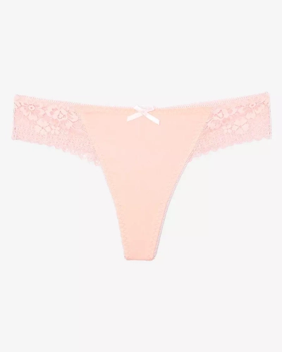 Moteriškos medvilninės tamprios kelnaitės su rausvais nėriniais - apatinis trikotažas