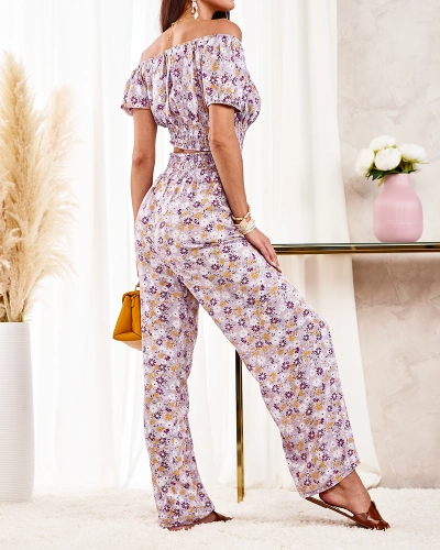 Royalfashion Фиолетовый женский цветочный комплект из двух частей