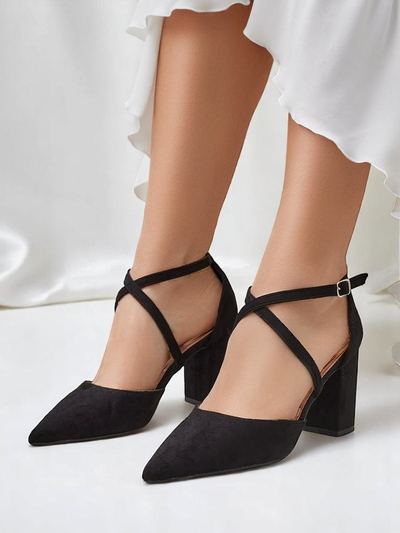 Royalfashion moteriški ekozomšiniai aukštakulniai bateliai su Kanastru dirželiais