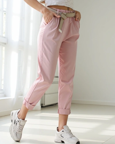 Royalfashion Viskoziniai tiesūs moteriški kelnes su diržu