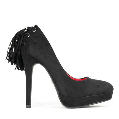 Czarne czółenka na szpilce z ozdobnymi frędzelkami Seletanore - Obuwie