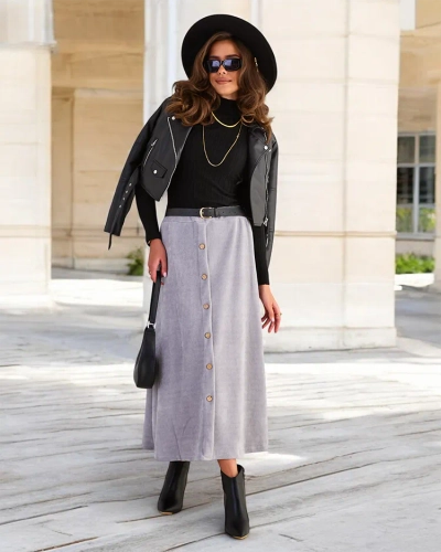 Royalfashion Женская юбка-миди с декоративными пуговицами