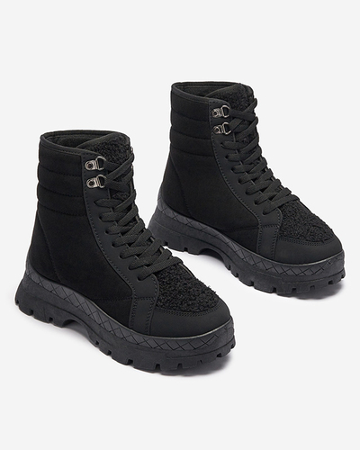 Женские утепленные ботинки-трапперы черного цвета Wosser- Footwear