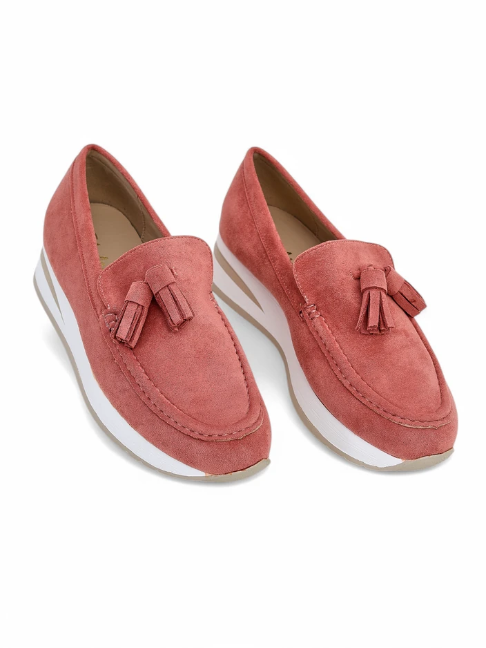 Женские мокасины Ariadne розовые на платформе экокожа casual