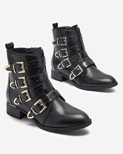 Moteriški aulinukai su auksiniais užsegimais ir juodais įspaudais Letta- Footwear