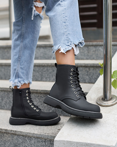 Royalfashion Матовые черные женские сапоги Kucillo