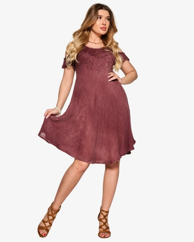 Bordo spalvos moteriška paplūdimio suknelė - drabužiai