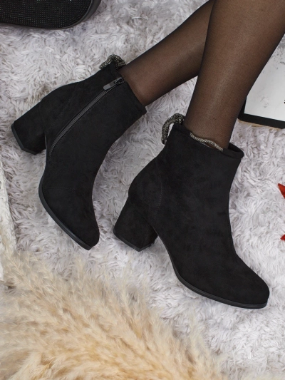 Moteriški eko zomšiniai aulinukai su storu kulnu Ornella