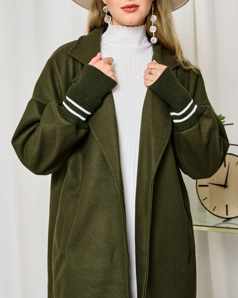 Royalfashion Женская куртка-сюртук длиной до колена темно-зеленого цвета