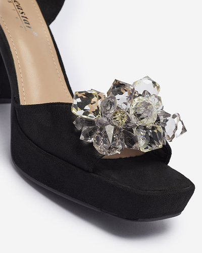 Juodi moteriški sandalai su kristalais Celidi - Avalynė