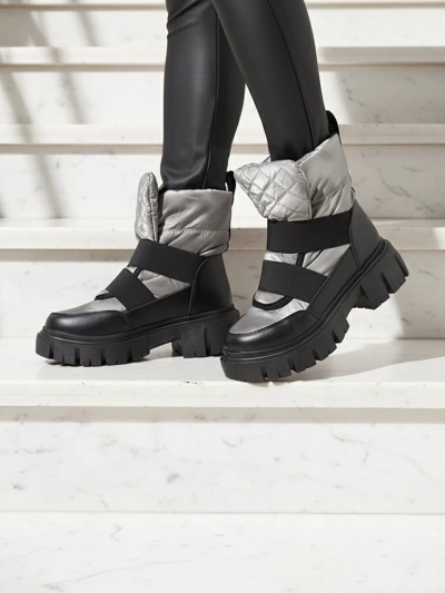Juodai pilki moteriški sniego batai plokščiu padu "Ferory- Footwear"