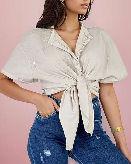 Royalfashion Женская рубашка oversize с вышивкой