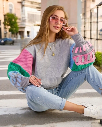 Royalfashion Женская толстовка с разноцветными рукавами