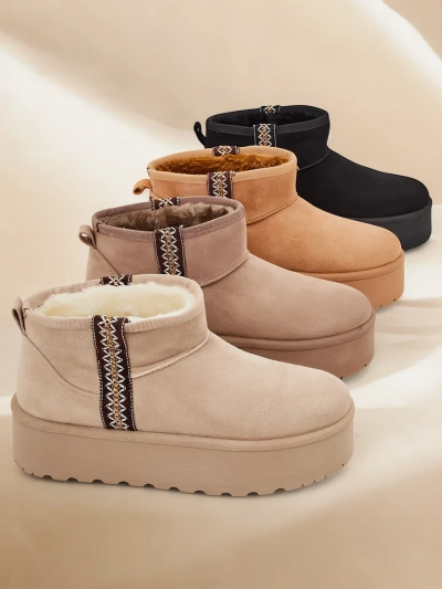 Royalfashion Trumpos moteriški balti sniego batai a'la Haluzi