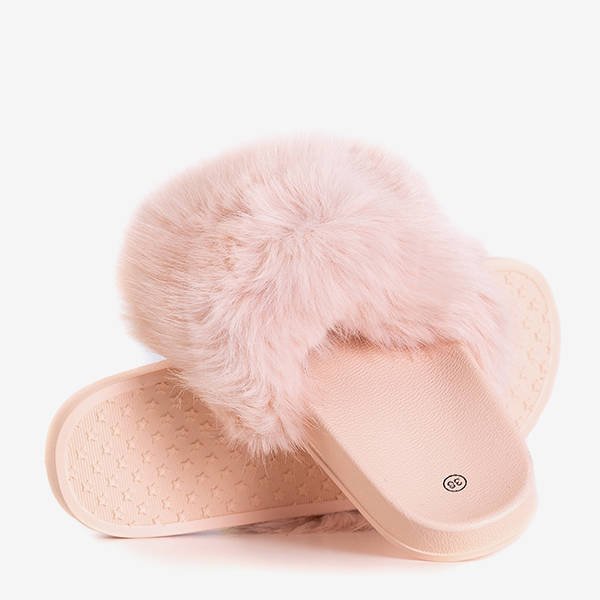 Шлепанцы из нонни пудрового меха для девочек - Обувь