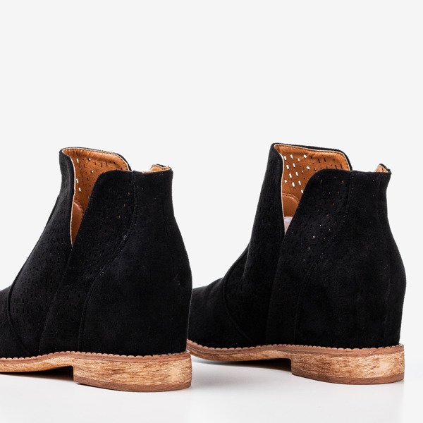 Черные женские ботинки на скрытой танкетке Besis